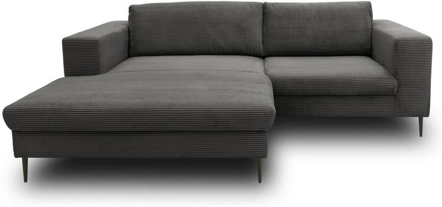 DOMO collection Hoekbank Modica compact en elegant breedte 244 L-vorm moderne uitstraling met extra brede chaise longue ook in corduroy - Foto 3