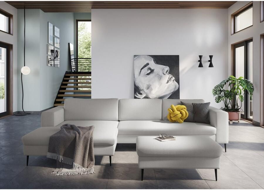 DOMO collection Hoekbank Modica tijdloos en elegant L-vorm moderne uitstraling met extra brede chaise longue ook in corduroy - Foto 2