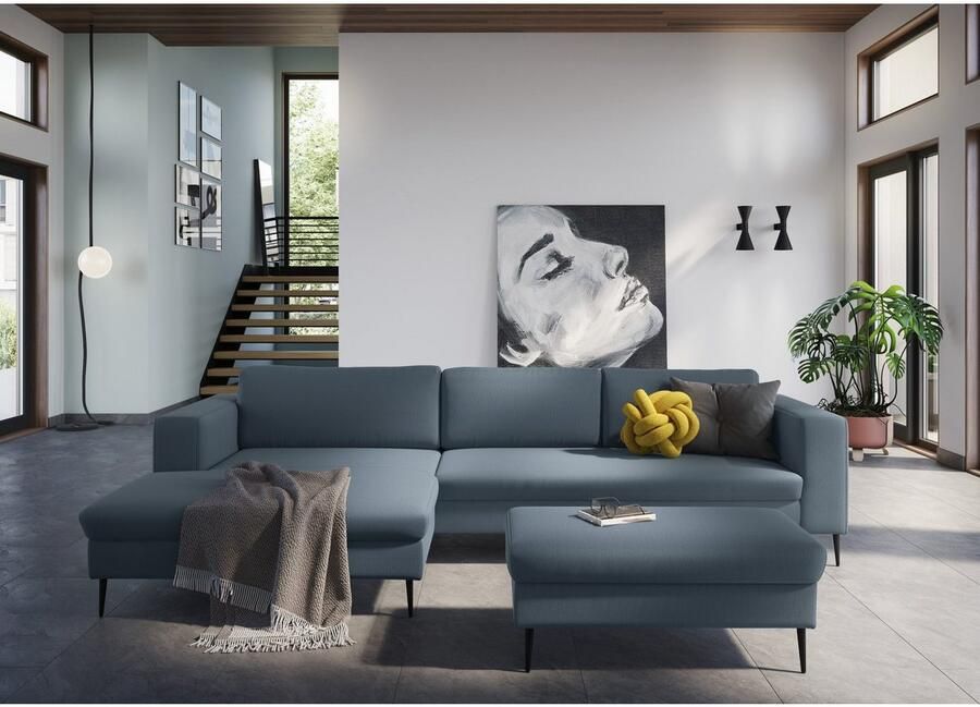 DOMO collection Hoekbank Modica tijdloos en elegant L-vorm moderne uitstraling met extra brede chaise longue ook in corduroy - Foto 2