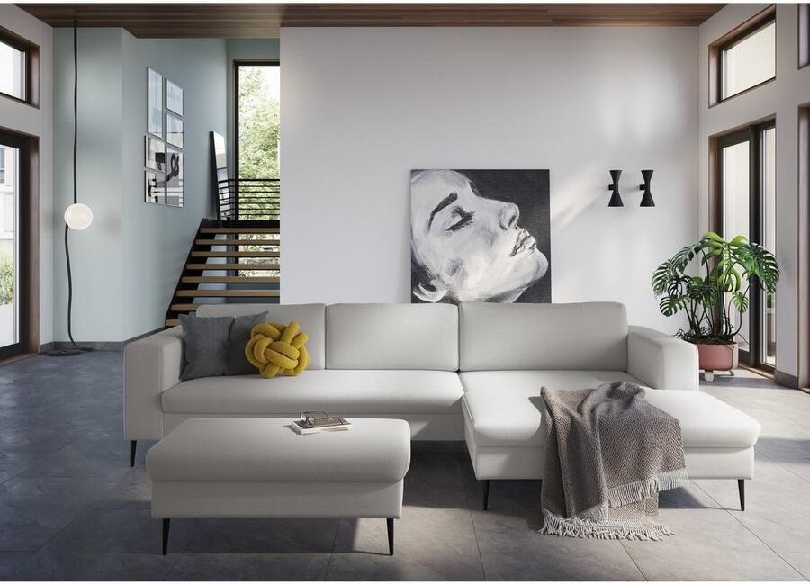 DOMO collection Hoekbank Modica tijdloos en elegant L-vorm moderne uitstraling met extra brede chaise longue ook in corduroy - Foto 2