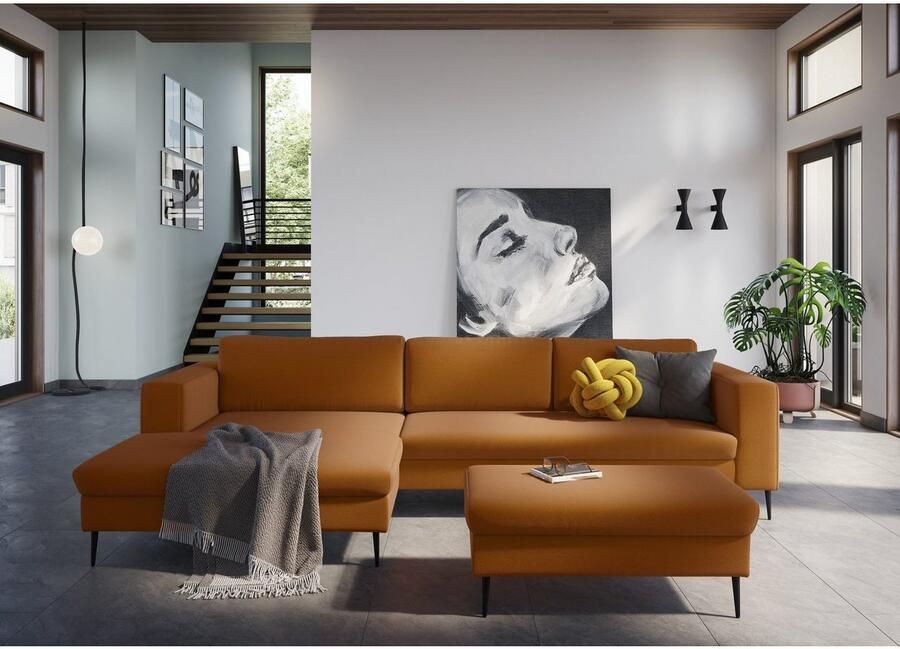 DOMO collection Hoekbank Modica tijdloos en elegant L-vorm moderne uitstraling met extra brede chaise longue ook in corduroy - Foto 2