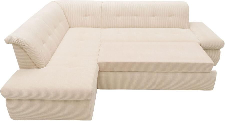 DOMO collection Hoekbank Moric L-vorm keuze met bedfunctie en armleuningverstelling ook in cord - Foto 2