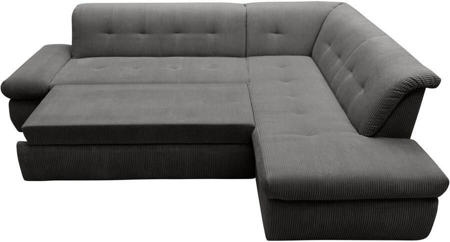 DOMO collection Hoekbank Moric L-vorm keuze met bedfunctie en armleuningverstelling ook in cord