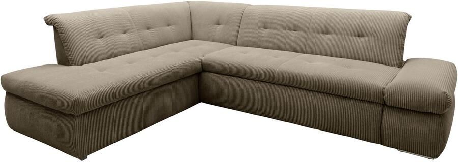 DOMO collection Hoekbank Moric L-vorm keuze met bedfunctie en armleuningverstelling ook in cord - Foto 4