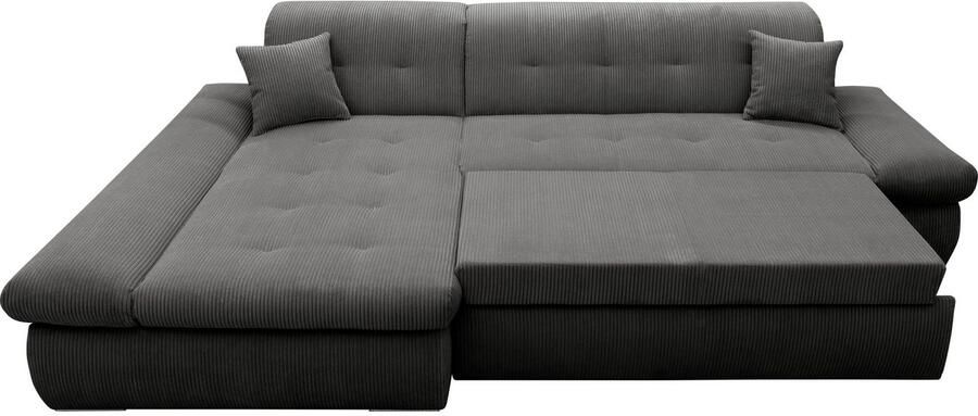 DOMO collection Hoekbank Moric L-vorm XXL-bank Breedte 300cm keuze met bedfunctie en armleuningverstelling donkergroen - Foto 6