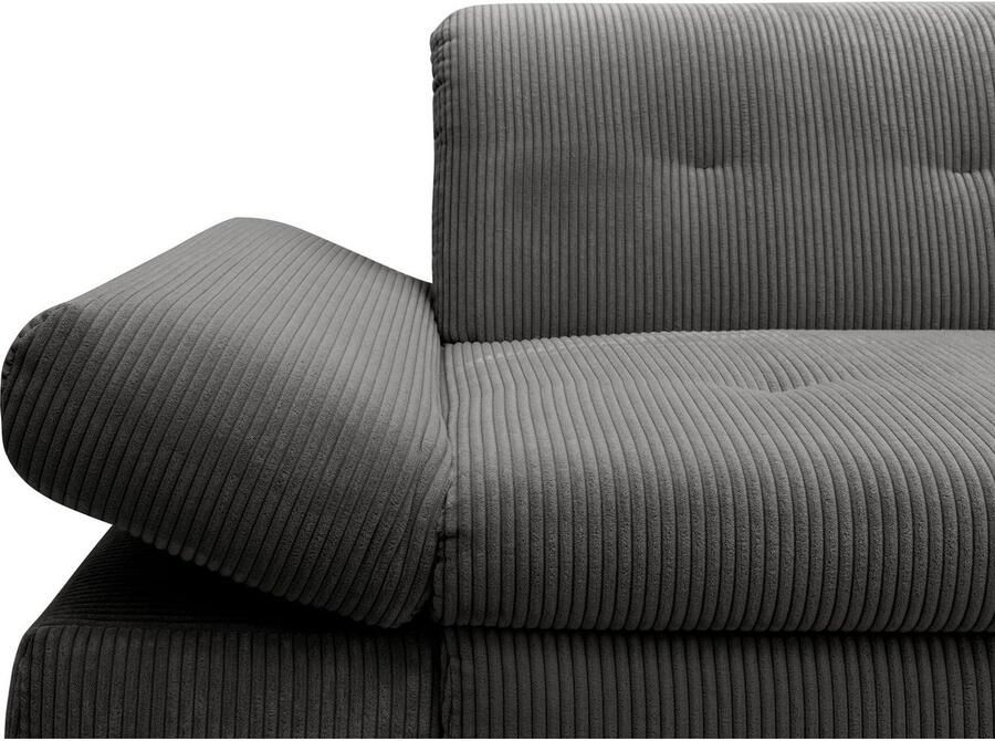 DOMO collection Hoekbank Moric L-vorm XXL-bank Breedte 300cm keuze met bedfunctie en armleuningverstelling donkergroen