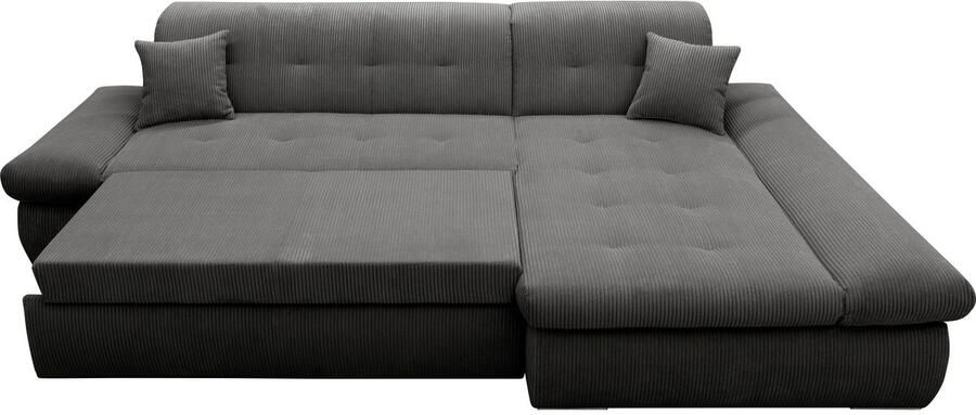 DOMO collection Hoekbank Moric L-vorm XXL-bank Breedte 300cm keuze met bedfunctie en armleuningverstelling donkergroen - Foto 8