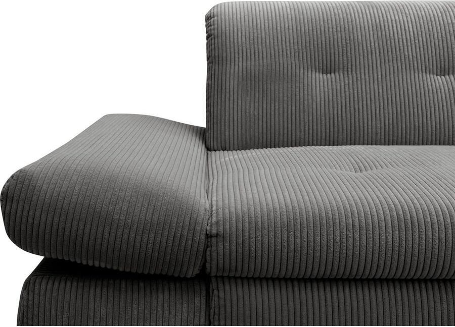 DOMO collection Hoekbank Moric L-vorm XXL-bank Breedte 300cm keuze met bedfunctie en armleuningverstelling donkergroen - Foto 3