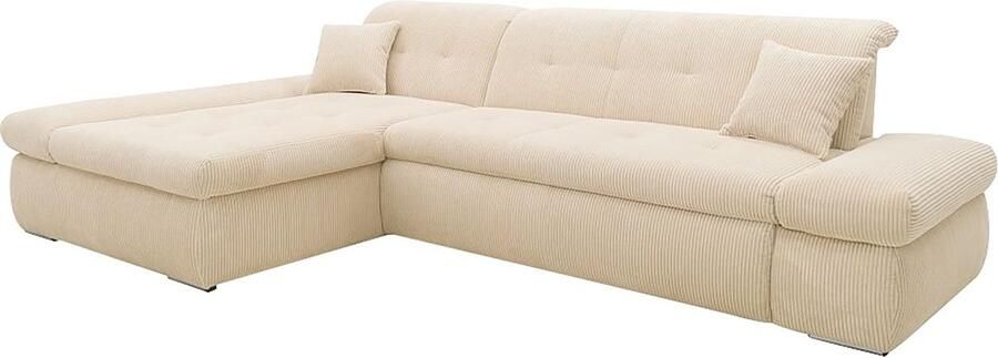 DOMO collection Hoekbank Moric L-vorm XXL-bank Breedte 300cm keuze met bedfunctie en armleuningverstelling donkergroen - Foto 10