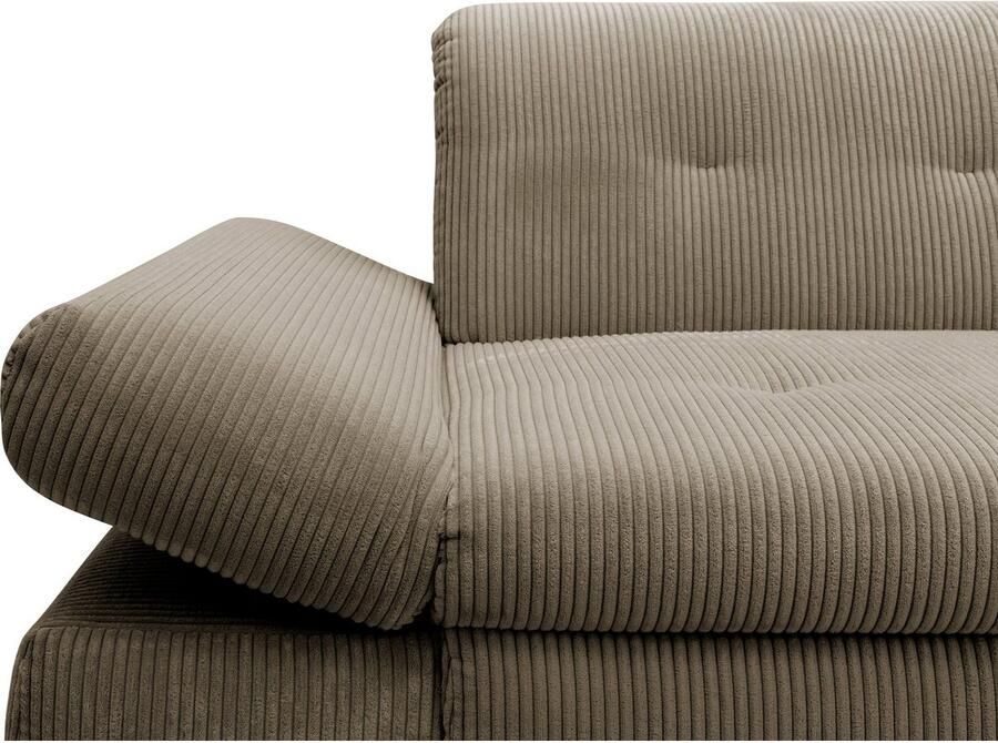 DOMO collection Hoekbank Moric L-vorm XXL-bank Breedte 300cm keuze met bedfunctie en armleuningverstelling donkergroen