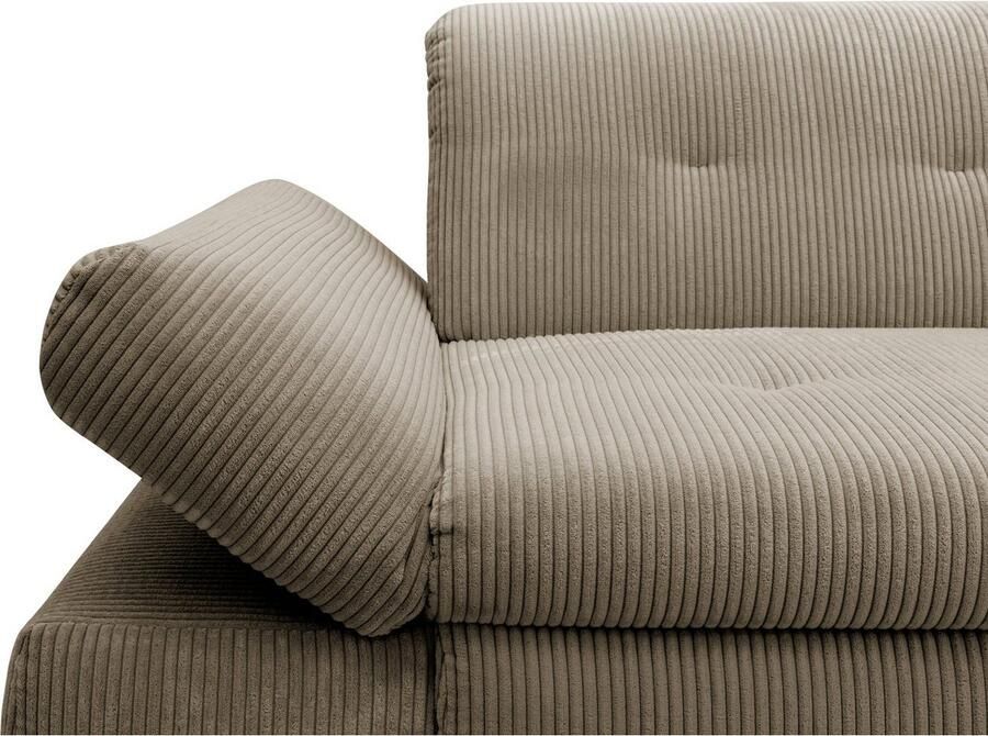 DOMO collection Hoekbank Moric L-vorm XXL-bank Breedte 300cm keuze met bedfunctie en armleuningverstelling donkergroen - Foto 2