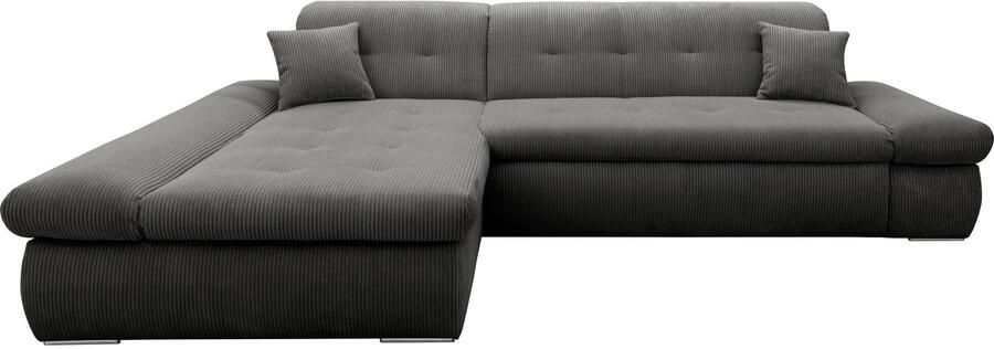 DOMO collection Hoekbank Moric L-vorm XXL-bank Breedte 300cm keuze met bedfunctie en armleuningverstelling donkergroen - Foto 5