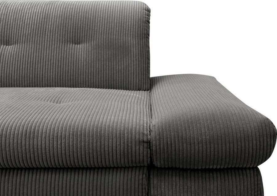 DOMO collection Hoekbank Moric L-vorm XXL-bank Breedte 300cm keuze met bedfunctie en armleuningverstelling donkergroen