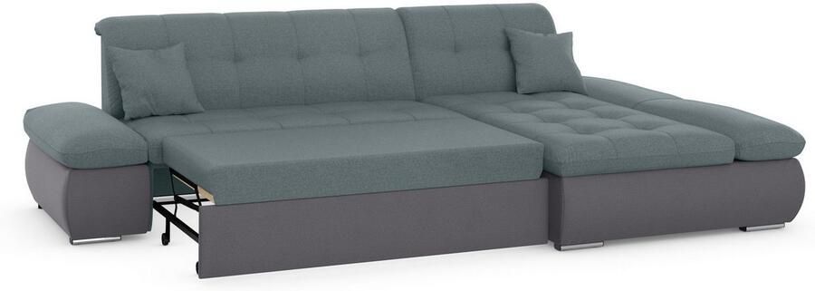 DOMO collection Hoekbank Moric L-vorm XXL-bank Breedte 300cm keuze met bedfunctie en armleuningverstelling donkergroen - Foto 7