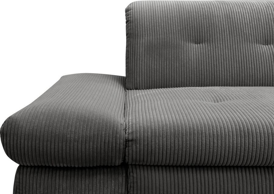 DOMO collection Hoekbank Moric Luxe BxDxH 300x172x80 cm XXL-formaat L-vorm 140kg belasting zitplaats in cord chenille kunstleer