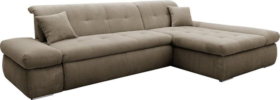 DOMO collection Hoekbank Moric L-vorm XXL-bank Breedte 300cm keuze met bedfunctie en armleuningverstelling donkergroen - Foto 7