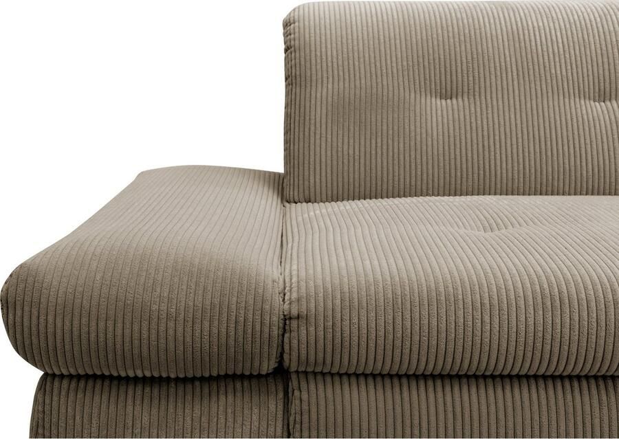 DOMO collection Hoekbank Moric L-vorm XXL-bank Breedte 300cm keuze met bedfunctie en armleuningverstelling donkergroen