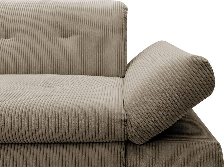 DOMO collection Hoekbank Moric L-vorm XXL-bank Breedte 300cm keuze met bedfunctie en armleuningverstelling donkergroen - Foto 2