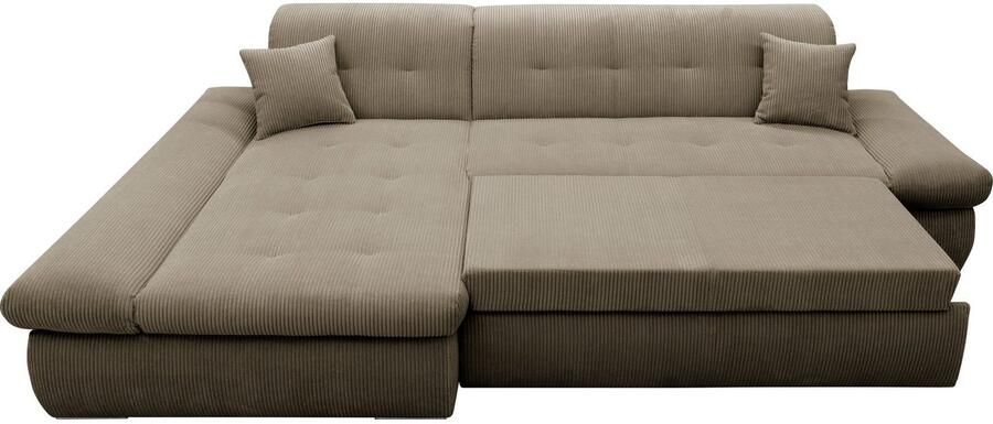 DOMO collection Hoekbank Moric L-vorm XXL-bank Breedte 300cm keuze met bedfunctie en armleuningverstelling donkergroen - Foto 7