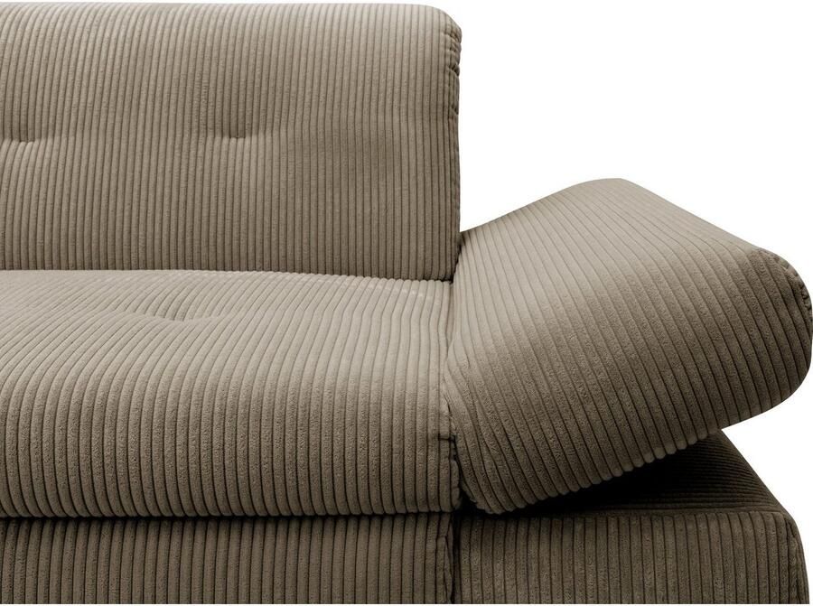 DOMO collection Hoekbank Moric L-vorm XXL-bank Breedte 300cm keuze met bedfunctie en armleuningverstelling donkergroen