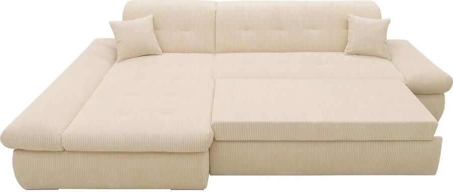 DOMO collection Hoekbank Moric L-vorm XXL-bank Breedte 300cm keuze met bedfunctie en armleuningverstelling donkergroen - Foto 9