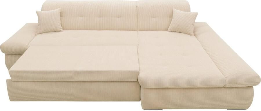 DOMO collection Hoekbank Moric L-vorm XXL-bank Breedte 300cm keuze met bedfunctie en armleuningverstelling donkergroen - Foto 8