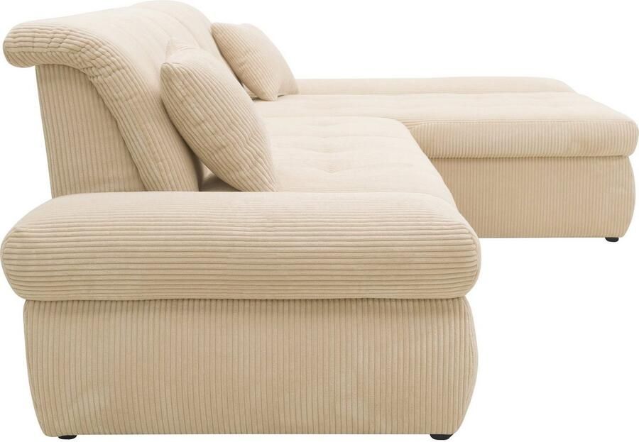 DOMO collection Hoekbank Moric L-vorm XXL-bank Breedte 300cm keuze met bedfunctie en armleuningverstelling donkergroen - Foto 4