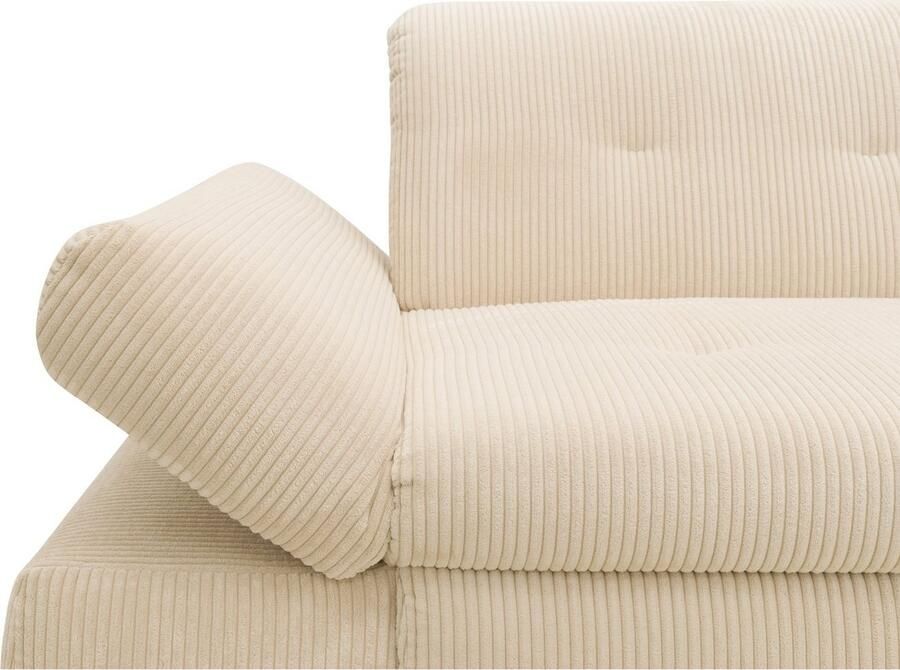 DOMO collection Hoekbank Moric L-vorm XXL-bank Breedte 300cm keuze met bedfunctie en armleuningverstelling donkergroen