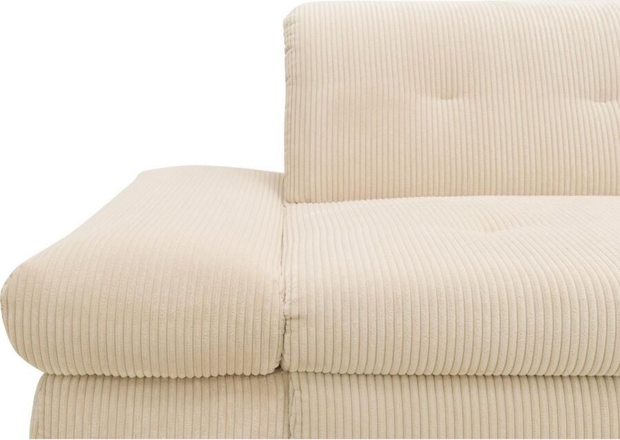 DOMO collection Hoekbank Moric Luxe BxDxH 300x172x80 cm XXL-formaat L-vorm 140kg belasting zitplaats in cord chenille kunstleer