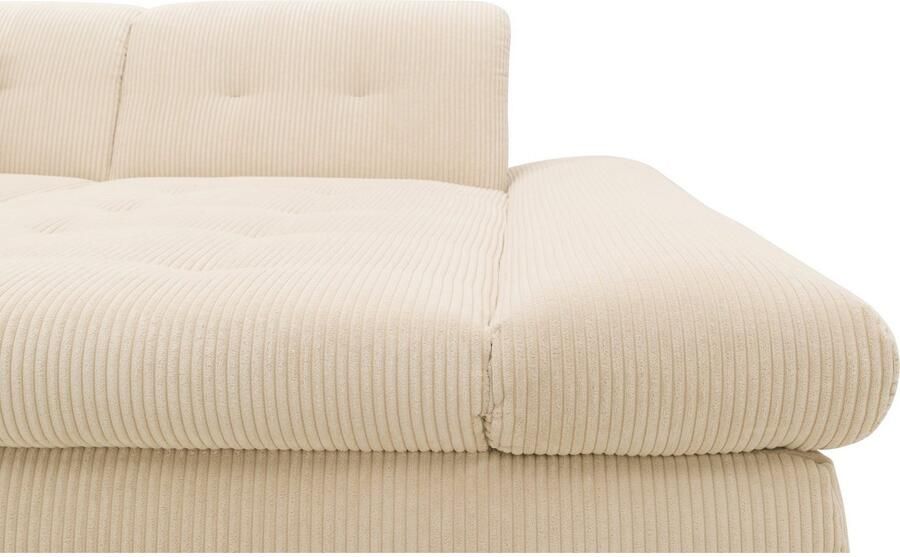 DOMO collection Hoekbank Moric L-vorm XXL-bank Breedte 300cm keuze met bedfunctie en armleuningverstelling donkergroen - Foto 6