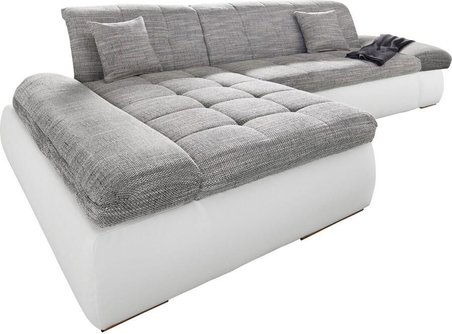 DOMO collection Hoekbank Moric Luxe BxDxH 300x172x80 cm XXL-formaat L-vorm 140kg belasting zitplaats in cord chenille kunstleer
