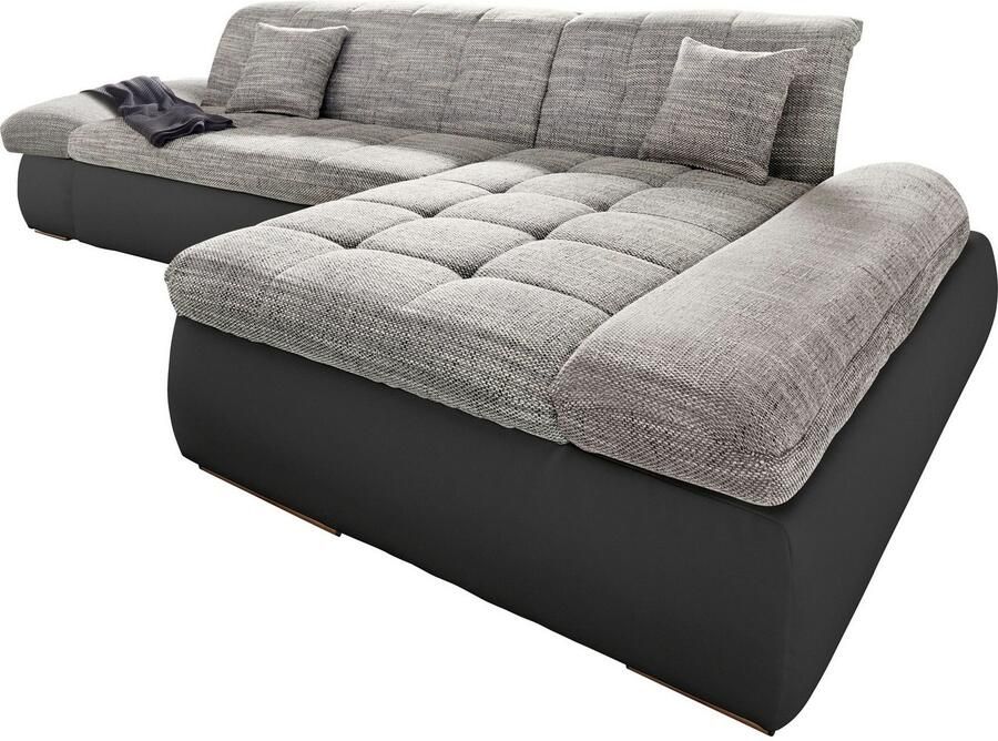 DOMO collection Hoekbank Moric Luxe BxDxH 300x172x80 cm XXL-formaat L-vorm 140kg belasting zitplaats in cord chenille kunstleer