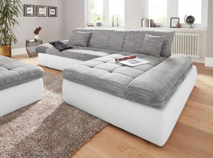 DOMO collection Hoekbank Moric Luxe BxDxH 300x172x80 cm XXL-formaat L-vorm 140kg belasting zitplaats in cord chenille kunstleer - Foto 2
