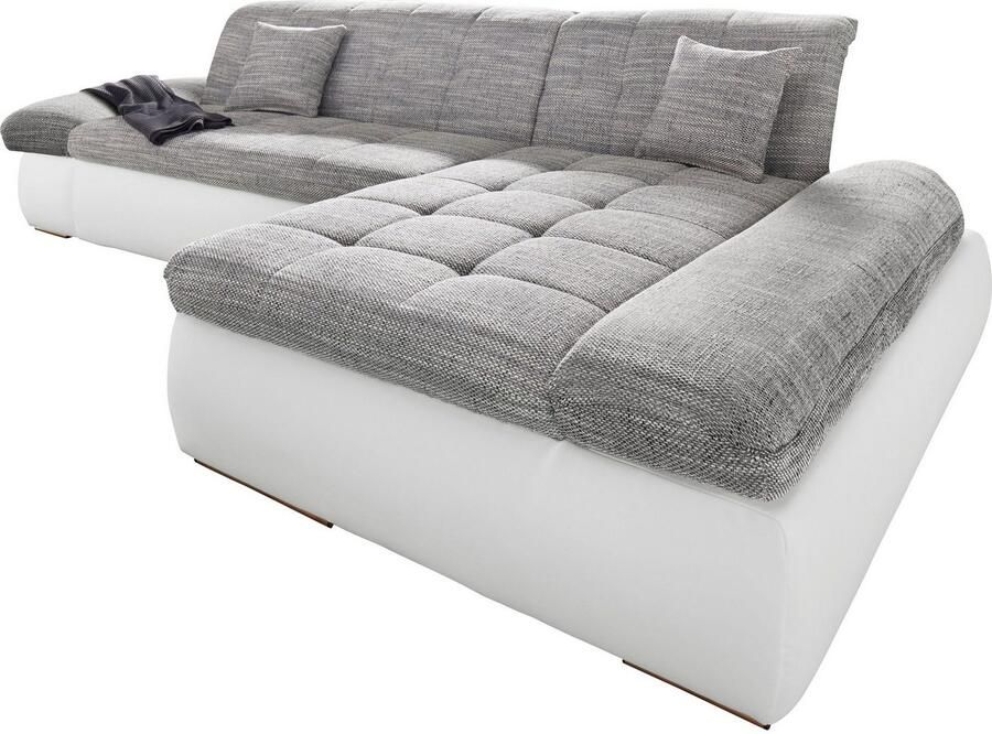 DOMO collection Hoekbank Moric Luxe BxDxH 300x172x80 cm XXL-formaat L-vorm 140kg belasting zitplaats in cord chenille kunstleer