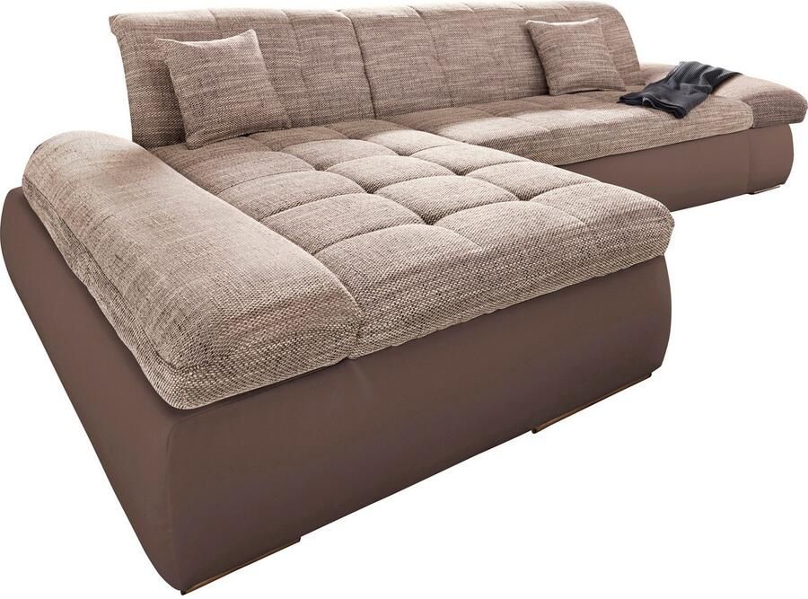 DOMO collection Hoekbank Moric Luxe BxDxH 300x172x80 cm XXL-formaat L-vorm 140kg belasting zitplaats in cord chenille kunstleer