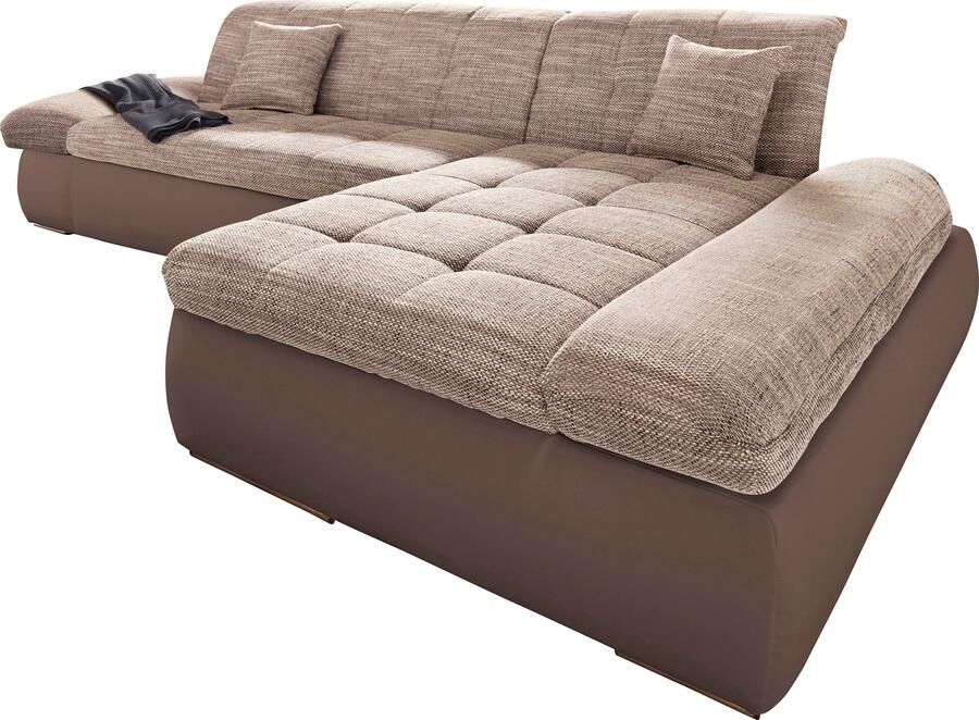 DOMO collection Hoekbank Moric Luxe BxDxH 300x172x80 cm XXL-formaat L-vorm 140kg belasting zitplaats in cord chenille kunstleer