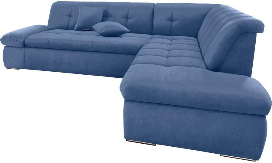 DOMO collection Hoekbank Moric Luxus incl. sierkussen BxDxH: 273x216x80 cm XXL L-vorm tot 140kg per zitplaats belastbaar ottomaanse afsluiting