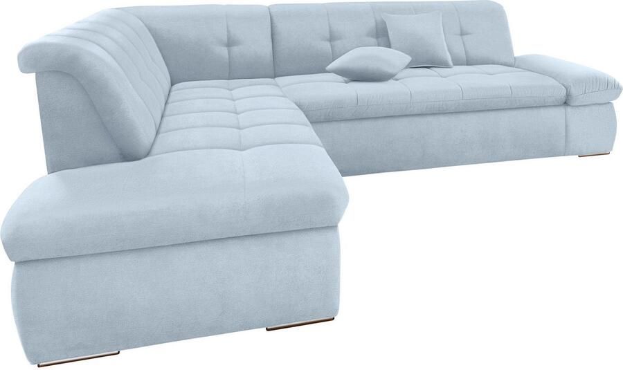 DOMO collection Hoekbank Moric Luxus incl. sierkussen BxDxH: 273x216x80 cm XXL L-vorm tot 140kg per zitplaats belastbaar ottomaanse afsluiting