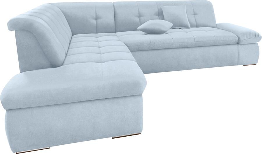 DOMO collection Hoekbank Moric Luxus incl. sierkussen BxDxH: 273x216x80 cm XXL L-vorm tot 140kg per zitplaats belastbaar ottomaanse afsluiting