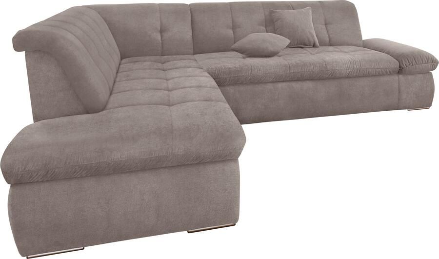 DOMO collection Hoekbank Moric Luxus incl. sierkussen BxDxH: 273x216x80 cm XXL L-vorm tot 140kg per zitplaats belastbaar ottomaanse afsluiting