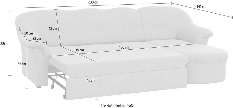 DOMO collection Hoekbank Pegnitz elegante rugstepping compacte afmetingen 238 141cm L-vorm - Foto 3