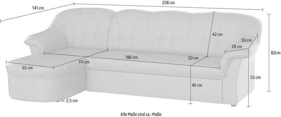 DOMO collection Hoekbank Pegnitz elegante rugstepping compacte afmetingen 238 141cm L-vorm - Foto 5