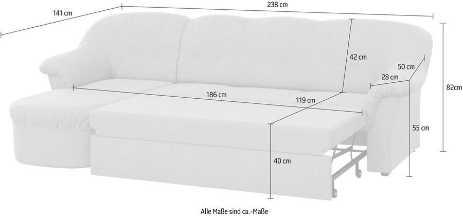 DOMO collection Hoekbank Pegnitz elegante rugstepping compacte afmetingen 238 141cm L-vorm - Foto 3