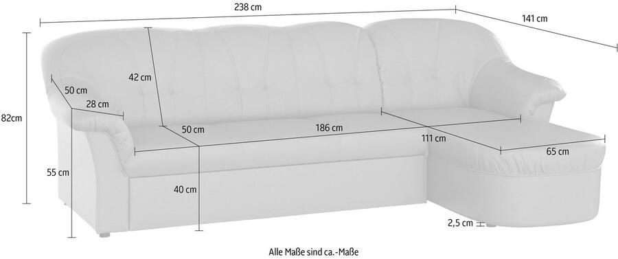 DOMO collection Hoekbank Pegnitz elegante rugstepping compacte afmetingen 238 141cm L-vorm - Foto 6