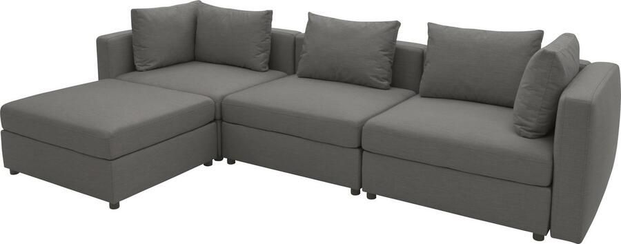 DOMO collection Hoekbank Solskin individueel uitbreidbaar combineerbaar L-vorm met losse kussens. rug- en zijpanelen als steeksysteem. - Foto 3