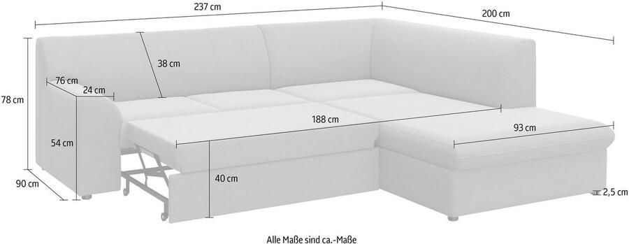 DOMO collection Hoekbank Topper L-vorm met ottomane naar keuze met slaapfunctie - Foto 4