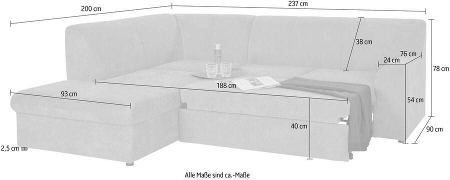 DOMO collection Hoekbank Topper L-vorm met ottomane naar keuze met slaapfunctie - Foto 6