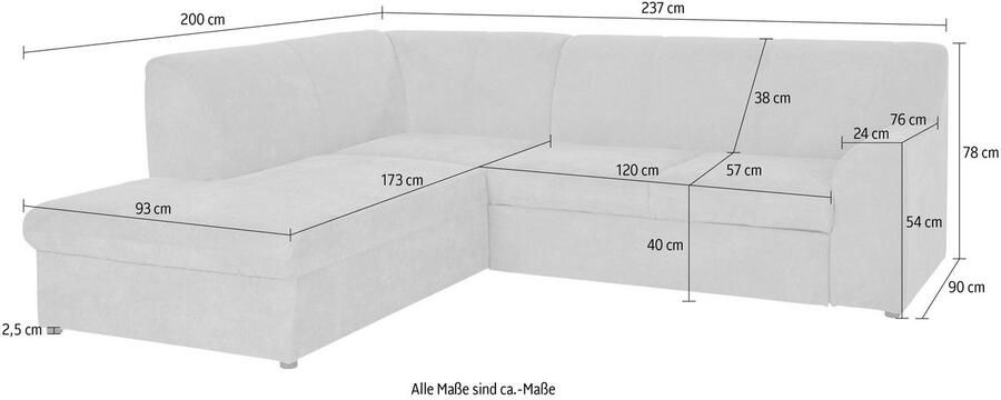 DOMO collection Hoekbank Topper L-vorm met ottomane naar keuze met slaapfunctie - Foto 6