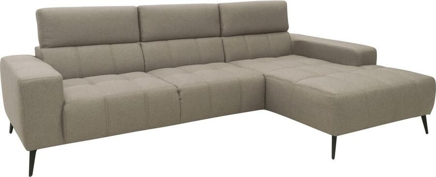 DOMO collection Hoekbank Trento L-vorm met sledevoet of enkele voet naar keuze met verstelbare hoofdsteun récamier links rechts bestelbaar - Foto 11