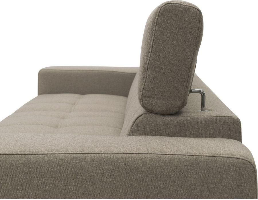 DOMO collection Hoekbank Trento L-vorm met sledevoet of enkele voet naar keuze met verstelbare hoofdsteun récamier links rechts bestelbaar - Foto 3